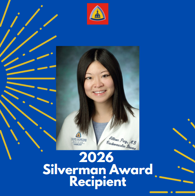 hopkinsheart's tweet photo. Congratulations to Allison Peng, recipient of this year's Silverman Award! @AllisonWPeng Her research on INOCA phenotypes in women aims to improve risk prediction and personalize treatment. A well-deserved honor recognizing originality and creativity! 🏆👏 https://t.co/JUi73ksWvb