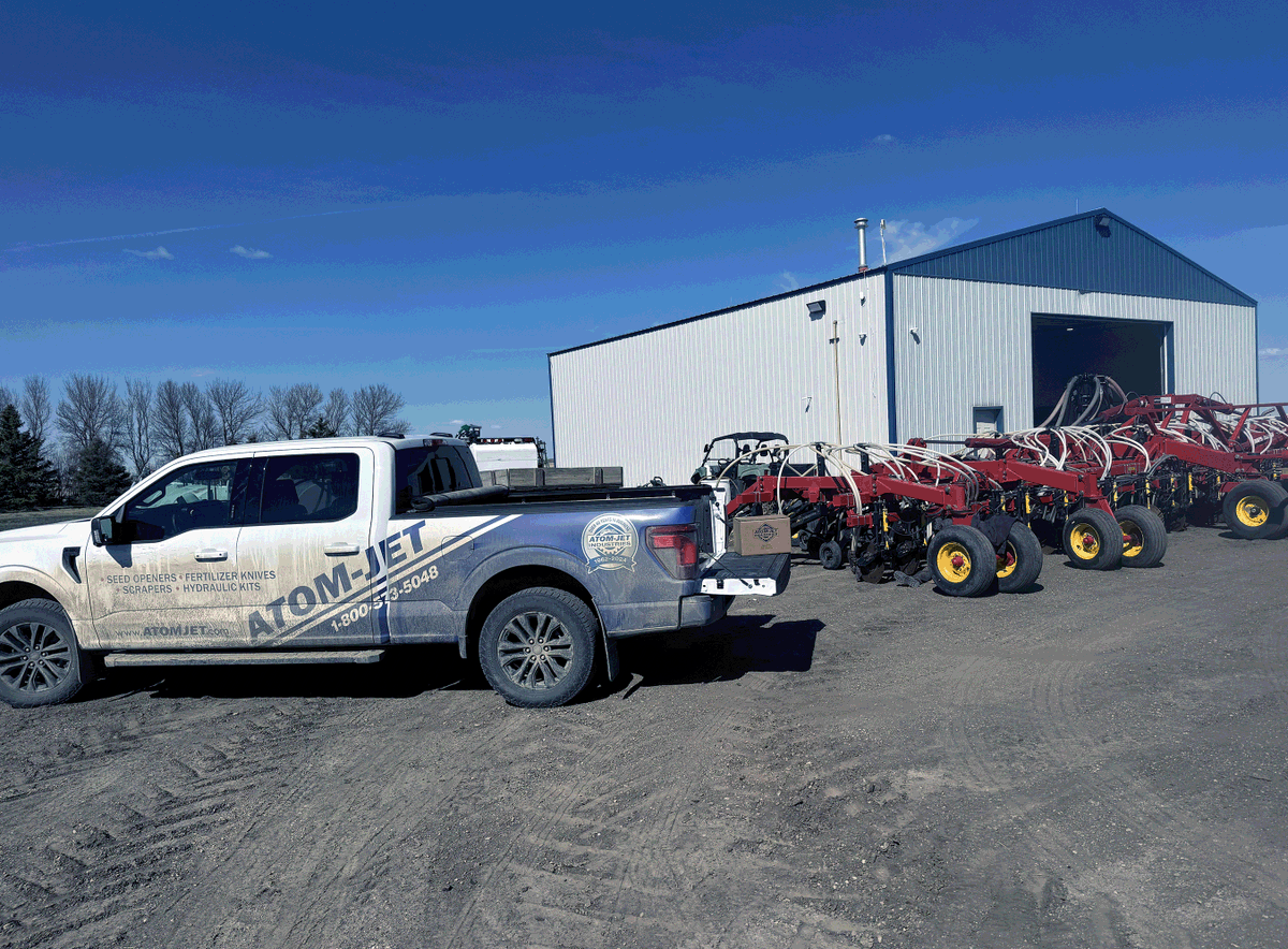 AtomJetAg's tweet photo. Rolling out parts to keep our customers with Bourgault drills running strong this season. When they need openers or MRB scrapers in a hurry, we have stock and we’re already on the road. https://t.co/I58Ft9nzYk