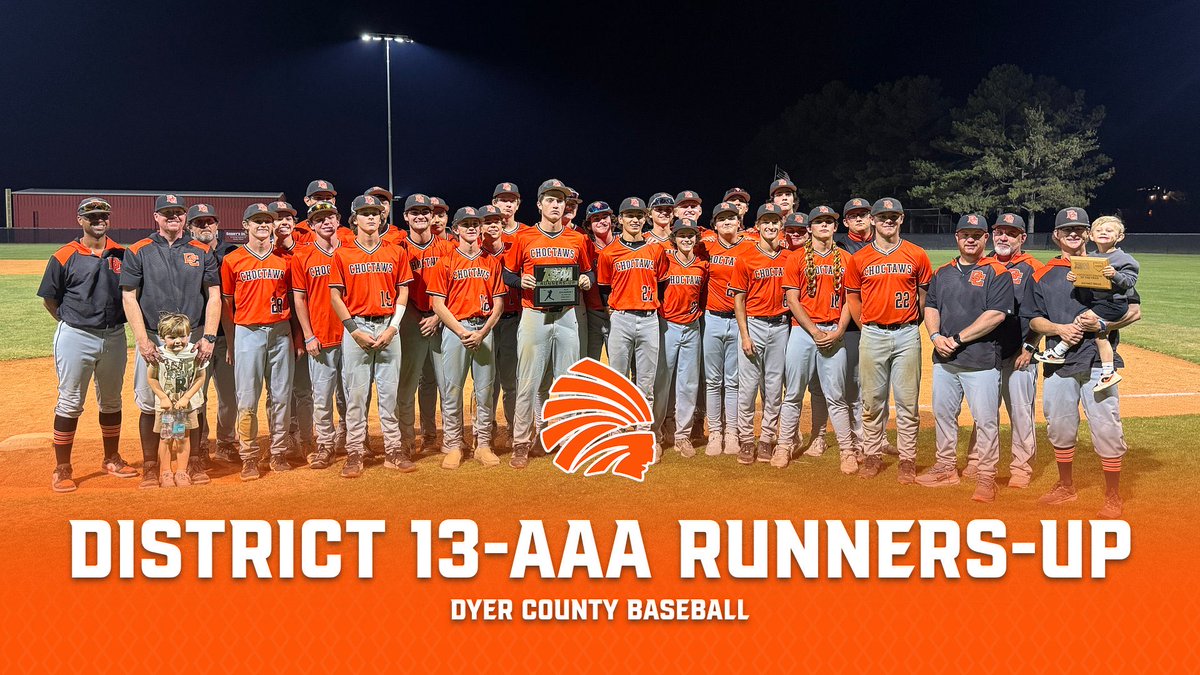 DyerCoBaseball's tweet photo. The Choctaws are your District 13-AAA Runners-Up! 

We will advance to the Region Tournament and will resume play on Friday!

#TRIBE4LIFE https://t.co/SA8ekDWHoA