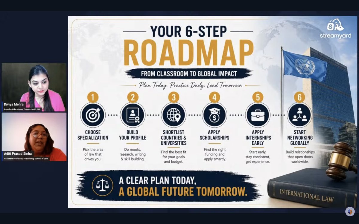 divamehra's tweet image. 🎙️ Session Highlight | Educational Connect with DM
“Study International Law? Let’s Talk” on 26th April 2026A valuable session for students, educators, and parents alike. 🌍⚖️📌 
Missed the session? Watch here:
 lnkd.in/gNxEkgGi

#YouTubeLLive #INTERNATIONAL #LAW