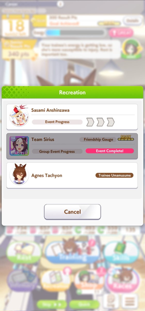 NeppuruSH's tweet photo. Lol she's not even in the career deck but random event,

Welp extra 15 points i guess

#umamusume https://t.co/tXEjfjmSxP