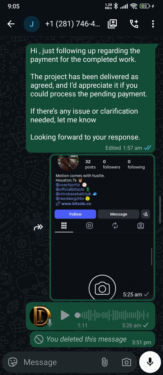 InfoDivyansh's tweet photo. Freelancers — quick reality check.

I recently completed a project and after delivery, the client blocked me everywhere without paying the $52 invoice. Even gave fake excuses during the process.

Not sharing this for sympathy — just a reminder:

- Always take advance 70% https://t.co/3ECmmL8Xy6