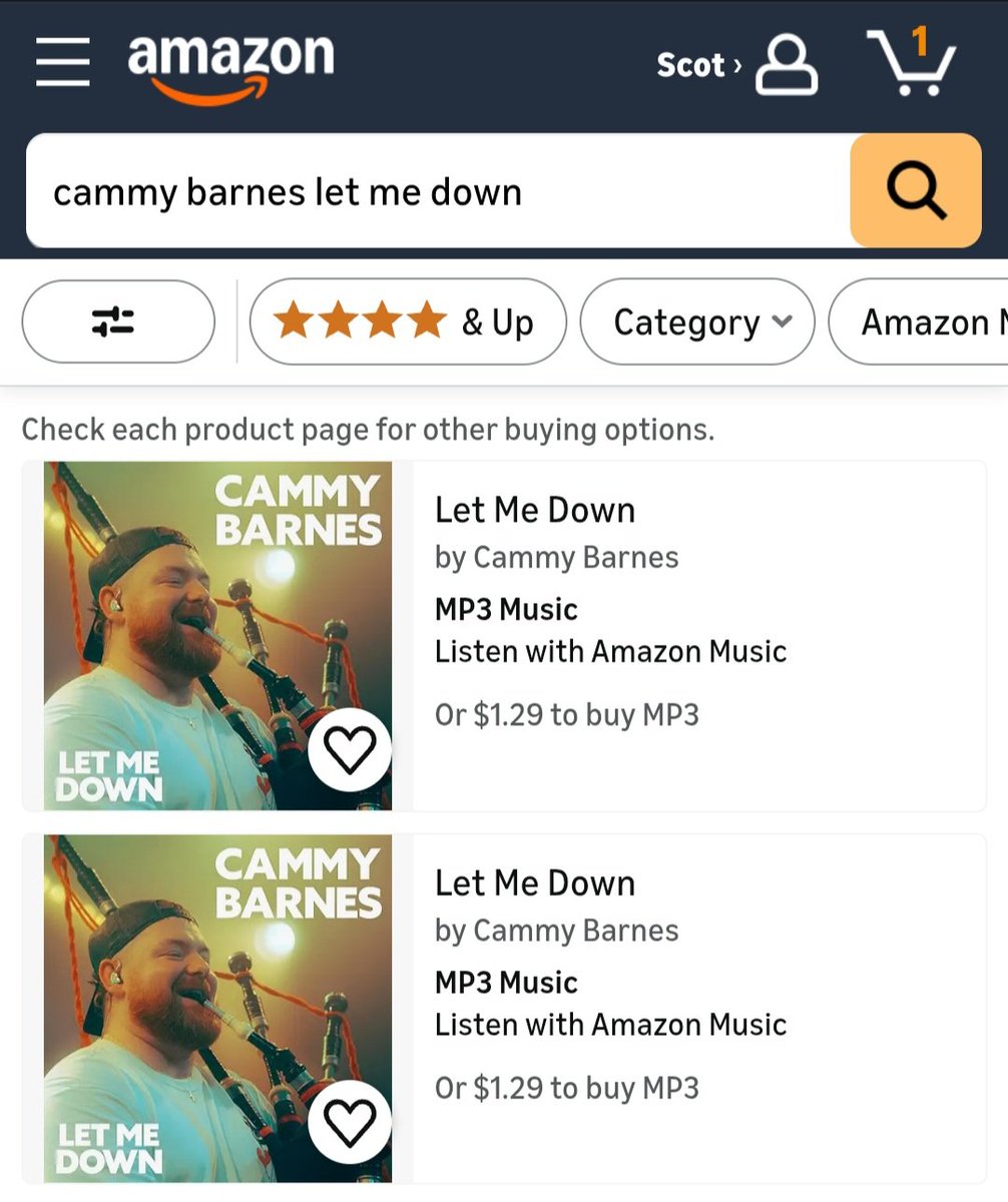 BScotTanner's tweet image. #Update Thank you @amazonmusic as I was able to purchase @iamcammybarnes' #newmusic finally today. So excited and grateful to you for getting this new song up on the #American #Amazon platform. #music #Billboard #Top40 #LetMeDown #CammyBarnes #ThankYou