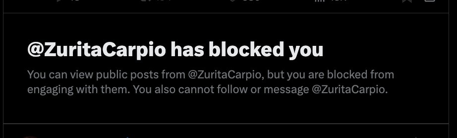 El conocido pedófilo <a href="/ZuritaCarpio/">ZuritaCarpio</a> me bloqueó. No aguantan nada.