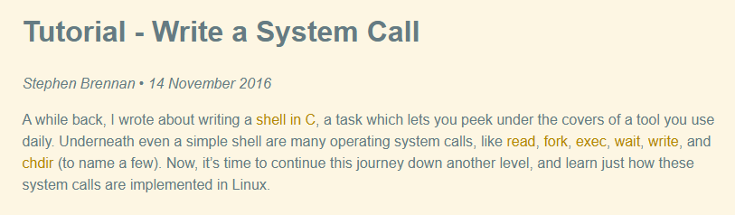 found this great tutorial on writing your own Linux system call in C If ...