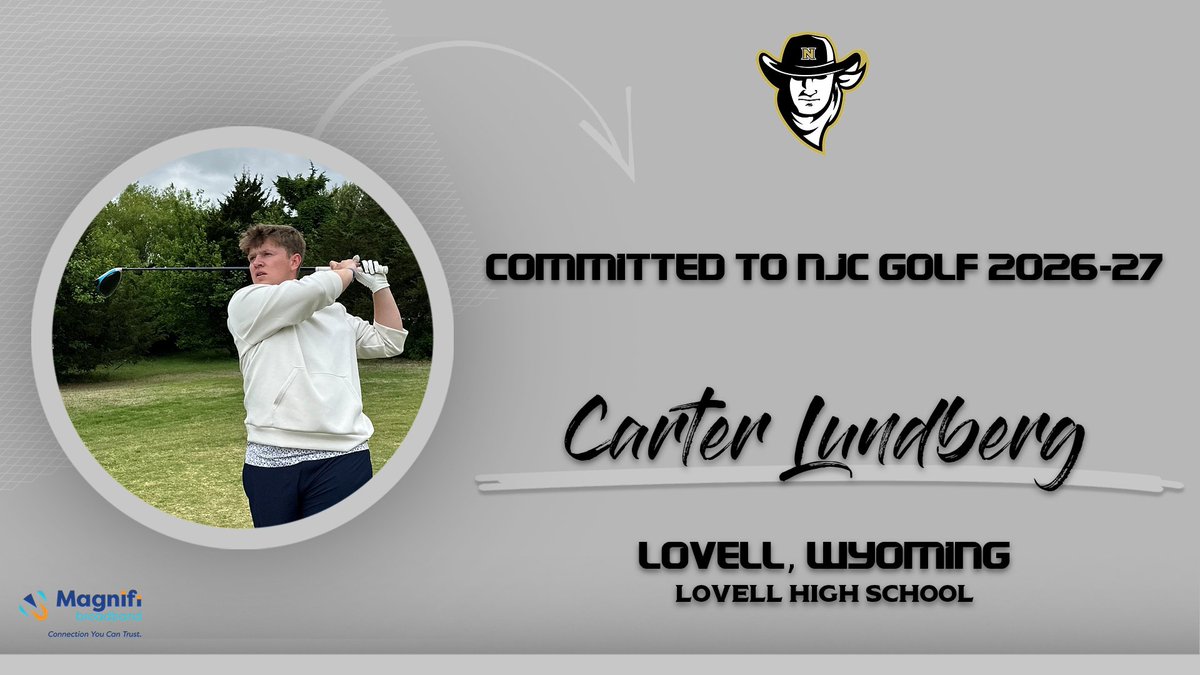 NJCGolf's tweet photo. Carter Lundberg, welcome to Northeastern Junior College Golf! From Lovell, Wyoming to the NJC family - we're thrilled to have you join us for 2026-27. Let's go Plainsman! #NJCGolf https://t.co/hnMrJntD8Y