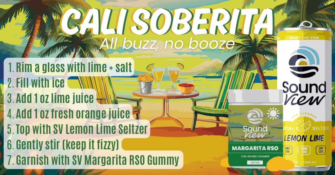 GetSoundView's tweet photo. Cali Soberita 🍋‍🟩🍹 

Made with our Lemon Lime Social Seltzer + Margarita RSO Gummies for a little extra fiesta!

#CincodeMayo 
#Connecticut 
#InfusedSeltzers https://t.co/l4Ias3TVVO