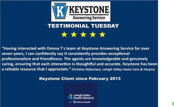 KeystoneTAS's tweet photo. This #TestimonialTuesday, we’re proud to share what our clients are saying about the difference a reliable answering service makes. From capturing every call to delivering exceptional customer care, we help businesses stay connected 24/7.  #ClientFeedback #AnsweringService https://t.co/4hW7yceL2P