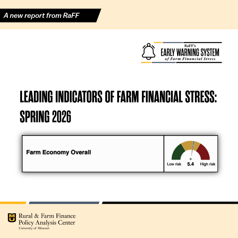 RaFFfinance's tweet photo. 🆕 New RaFF Report: Leading Indicators of Farm Financial Stress: Spring 2026. Expert economists see moderate risk overall. Real U.S. net farm income is projected at 96% of 2023 levels in 2026 and 80% by 2027.

🔗 Read it here: https://t.co/MpCftj9OXW https://t.co/vwGBF4pWhN