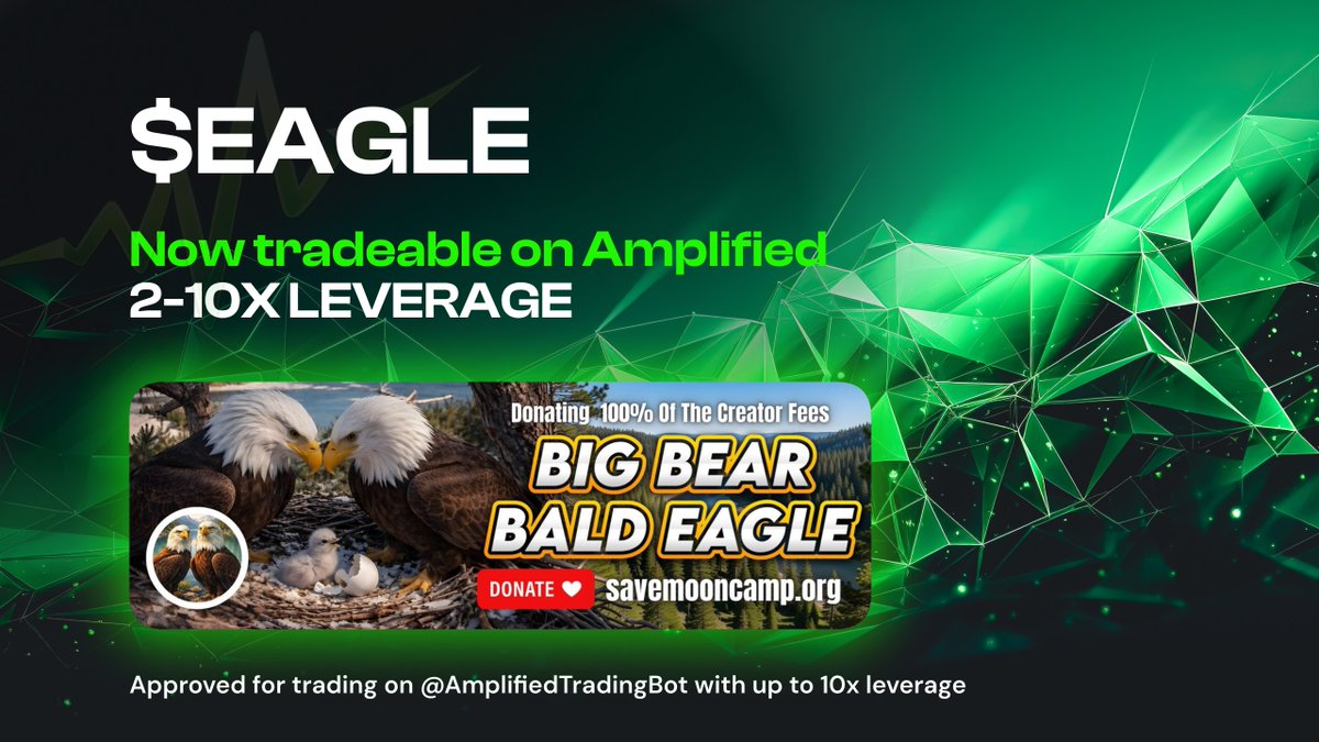 Big Bear Bald Eagle <a href="/BigBearEagle/">Big Bear Bald Eagle $EAGLE</a> Approved For Amplified Trading

$EAGLE is now available to trade on Amplified Bot.

Trade up to 10x leverage through the Amplified Telegram bot.