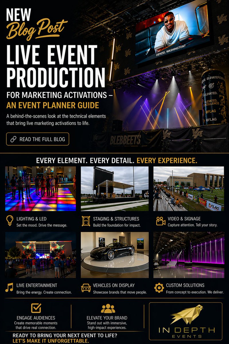 In_Depth_Events's tweet photo. It’s live 🔥
Our latest blog breaks down live event production for marketing activations
Read more 👇https://t.co/f7Th9k7hMS https://t.co/ciOTFi2PEI