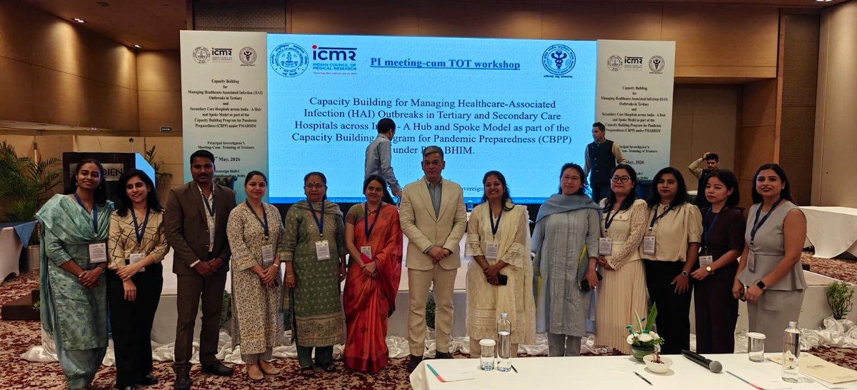 Parul_SinghMD's tweet photo. Honoured to be part of the PI Meeting-cum-TOT Workshop on Capacity Building for Managing Healthcare Associated Infection (HAI) Outbreaks held at Le Méridien, New Delhi. 
#ICMR #AIIMS #InfectionControl #CapacityBuilding #PublicHealth #OutbreakPreparedness https://t.co/tBWzeue2hS