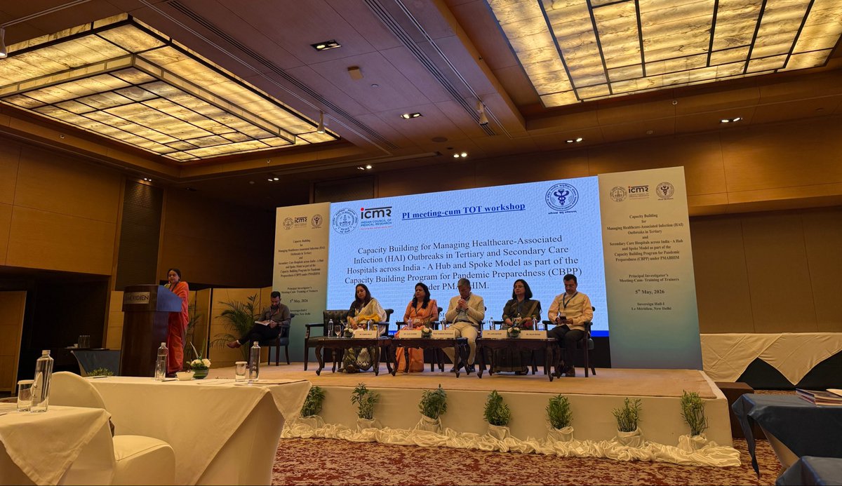 Parul_SinghMD's tweet photo. Honoured to be part of the PI Meeting-cum-TOT Workshop on Capacity Building for Managing Healthcare Associated Infection (HAI) Outbreaks held at Le Méridien, New Delhi. 
#ICMR #AIIMS #InfectionControl #CapacityBuilding #PublicHealth #OutbreakPreparedness https://t.co/tBWzeue2hS