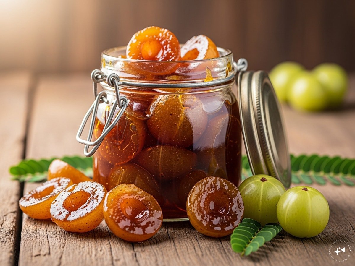 dsudeshna434's tweet image. We all enjoy eating delicious Amla Murabba, but did you know? Packed with nutrients, Amla contains abundant amounts of iron and calcium, which help purify the blood and strengthen bones.#health #healthtips #NaturalCare #healthyfood #amla #amlamorabba