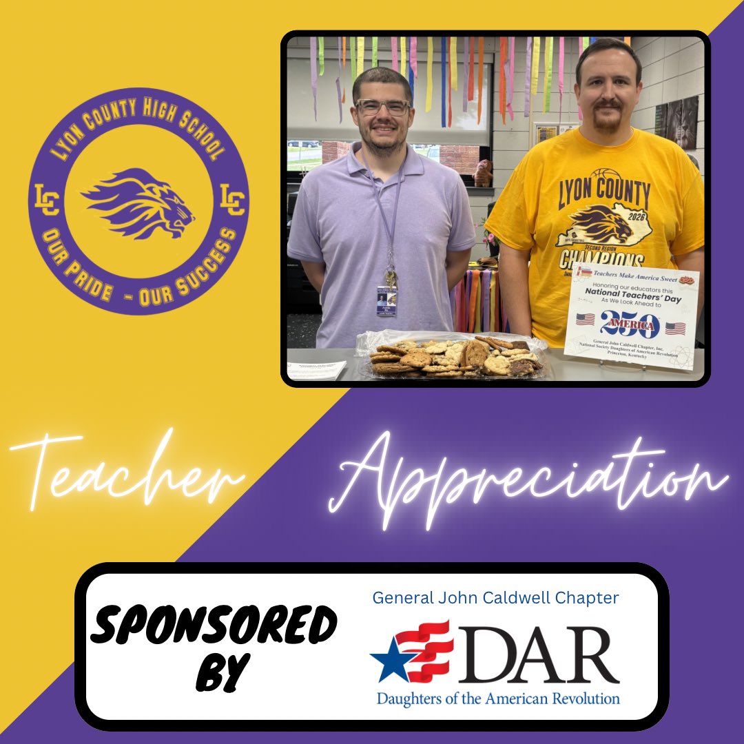 LyonHigh's tweet image. LCHS would like to thank our local DAR chapter for their generous donations of homemade baked goods for teacher appreciation week‼️

#BetterTogether #OurPrideOurSuccess