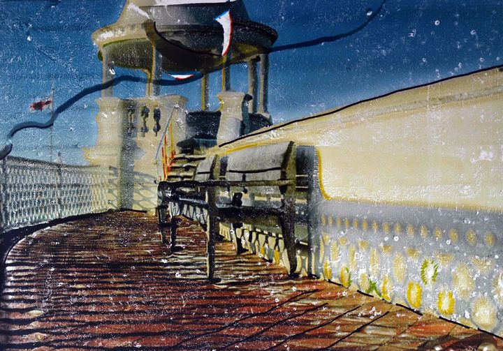richardliley68's tweet photo. Art of the Day! "Windy Day De La Warr Colonnade". Buy at: https://t.co/VAqdEnuFCY https://t.co/wvGspwX0DG