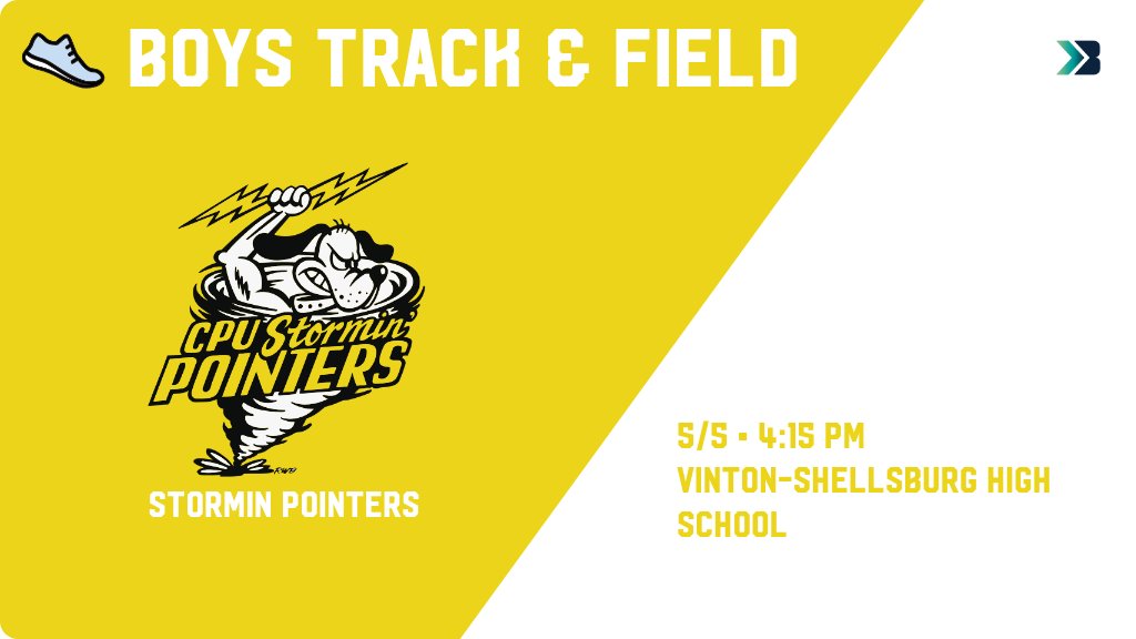 CPU_BOYS_TF's tweet photo. Boys Track &amp; Field (7th Grade) Meet Day! - Check out the event preview for the Center Point-Urbana Stormin Pointers. It starts at 4:15 PM and is at Vinton-Shellsburg High School Karr Athletic Complex. https://t.co/8QJHqubV0N https://t.co/p56OsbU57U