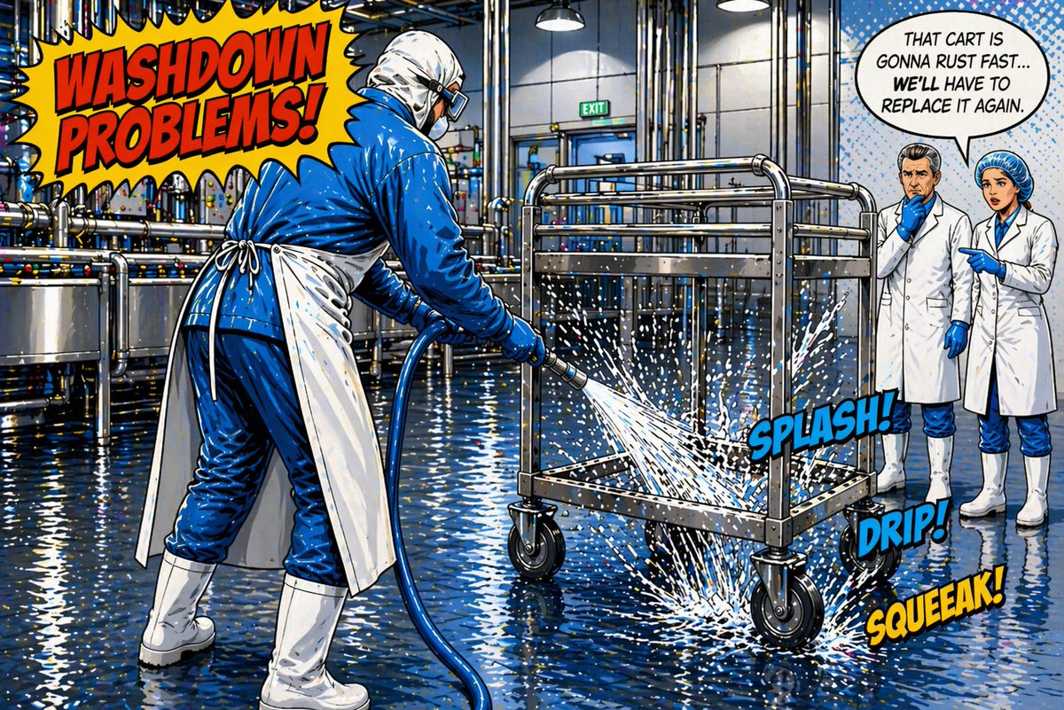 CasterDepot's tweet photo. This is what washdown looks like in a real food processing facility.

Now picture this instead: Consistent movement. Clean operation. Same sanitation process without the performance drop-off.

Explore our water-resistant caster solutions: 888.926.7857

#CasterHeads https://t.co/T5FXIwRoda