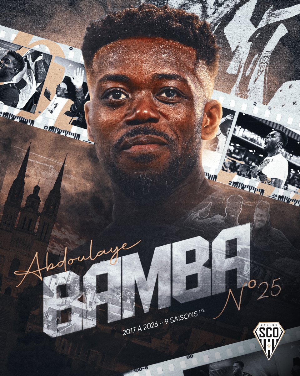 AngersSCO's tweet photo. Après seize années au plus haut niveau, Abdoulaye Bamba raccrochera les crampons à l'issue de la saison 👋

Un véritable amoureux du Club qui tire sa révérence 🖤🤍

👉 https://t.co/Sk77iCCcFV https://t.co/SjBjQ58D1g