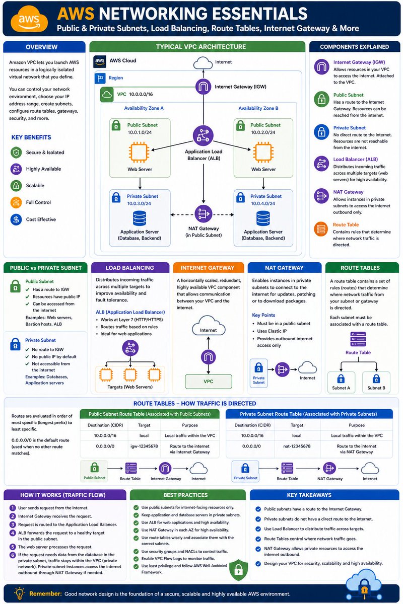 ioaviator's tweet photo. Cloud networking is a core skill in the cloud.

It is about controlling traffic in the cloud, deciding what requests are allowed in and what gets blocked.

This control is what keeps your cloud resources secure and reliable.

#cloud
#learninpublic
#data
#aws https://t.co/jJ6WlQqmZB