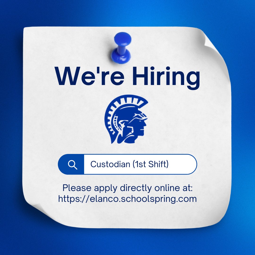 ELANCOSD's tweet photo. 📢 Now Hiring: Custodian – 1st Shift
 
If you take pride in your work &amp; are passionate about creating clean, safe, &amp; welcoming spaces, we want you! 🪣✨
✅ Excellent medical benefits
✅ Generous paid time off
✅ Competitive salary based on experience

💻  https://t.co/HRWUYjYRWF https://t.co/TxocIRnjNm
