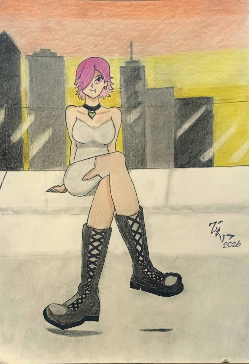 zixv65's tweet image. Hi everyone I finished another one of the drawings I owed. This is the OC of @little_nightVT. I tried using shadows and wow, I'm amazed by the result.I hope you like it
#ArtistOnX #color #traditionalart 
#artshare #artmoots