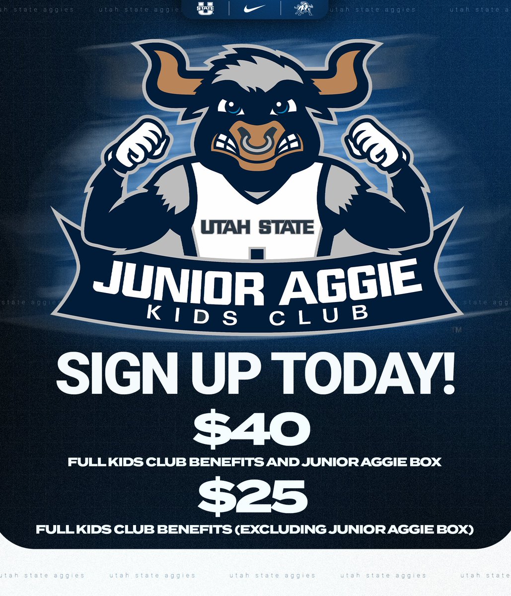 USUAthletics's tweet photo. Junior Aggie Kids Club registration is now open!

The Junior Aggie Kids Club is the best way for kids 12 and under to watch the Aggies all year long!

Sign up now ➡️ https://t.co/VN4zfEnRWh https://t.co/uAAQQLWmgf