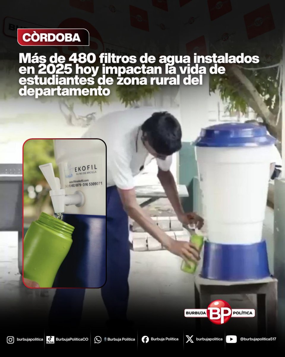 burbujapolitica's tweet photo. Más de 480 filtros de agua instalados en 2025 hoy impactan la vida de estudiantes de zona rural del departamento @GobCordoba_ https://t.co/pkhIWuAwLj https://t.co/nakbSZitH0