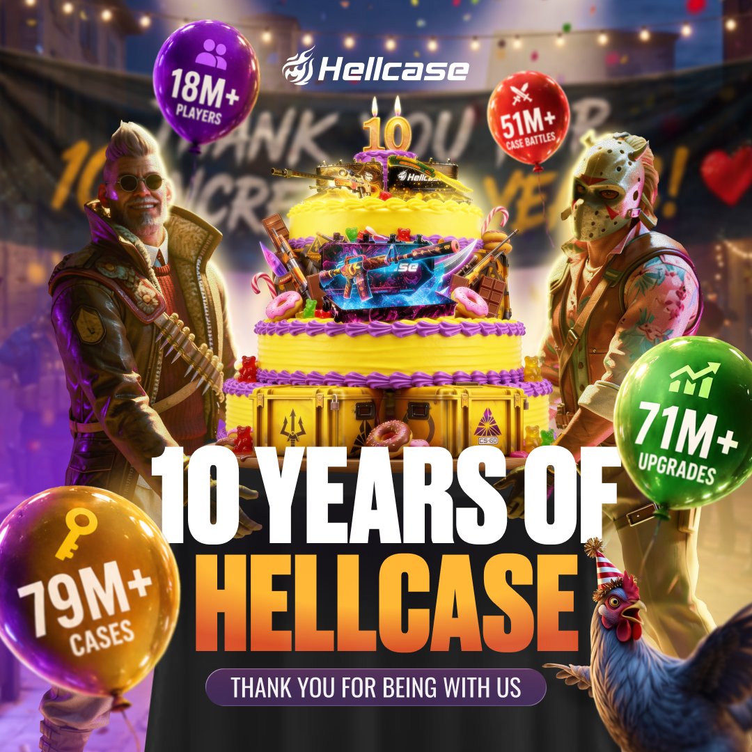 Hellcase Icon 10 YEARS OF HELLCASE 🎂🎉 Hellcase is celebrating its 10th birthday, and ...
