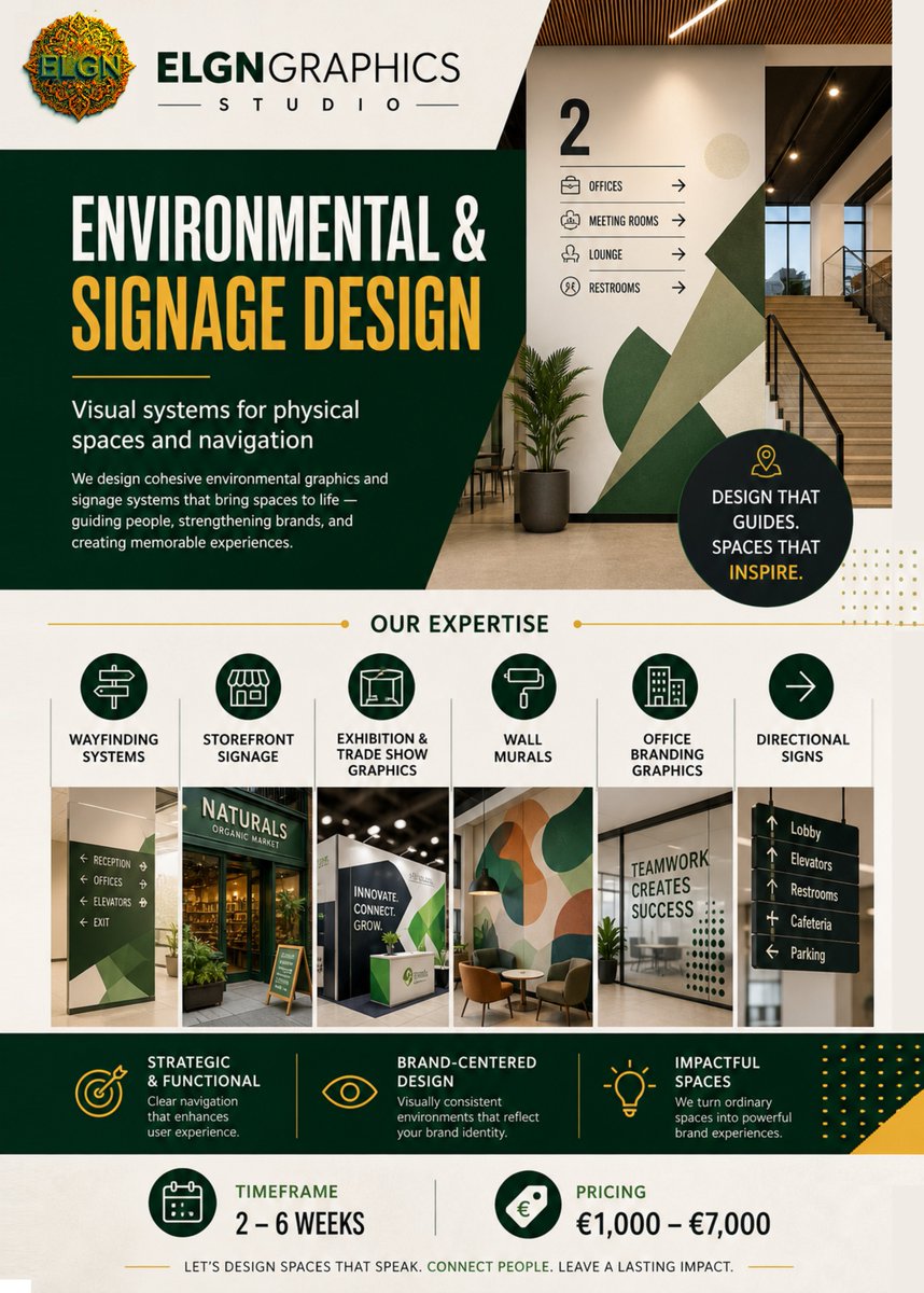 ELGNDESIGNS's tweet image. #graphicdesign #environmentaldesign #wayfinding #signagedesign #brandexperience #creativestudio #designinnovation #visualidentity #spatialdesign #designstudio