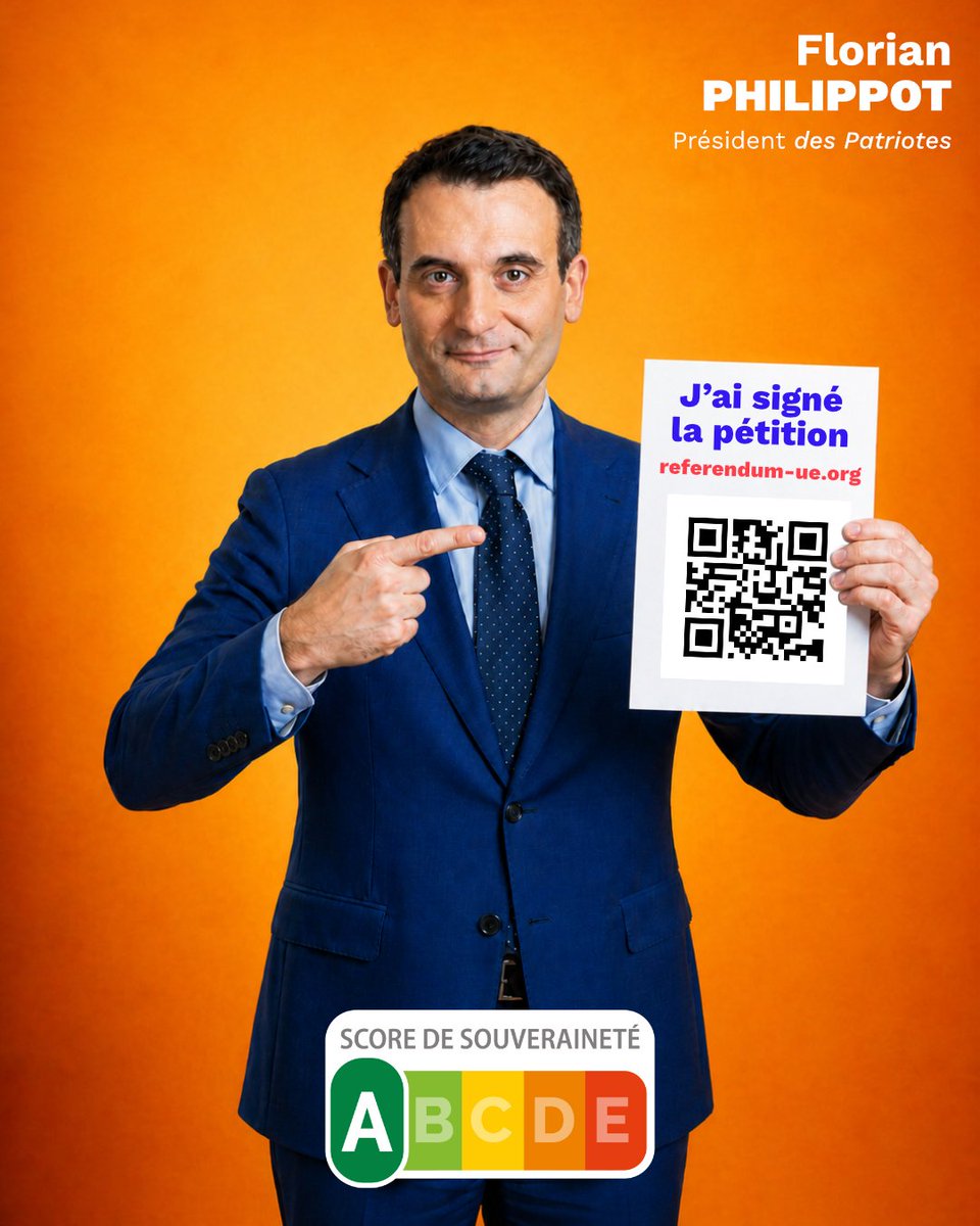 🇫🇷 Bonne nouvelle pour la souveraineté populaire !

Florian Philippot a signé la pétition 👉 referendum-ue.org

➡️ Un engagement cohérent qui lui vaut un score de souveraineté : A
✔️ Défense du référendum
✔️ Critique constante des traités européens
✔️ Volonté de rendre au