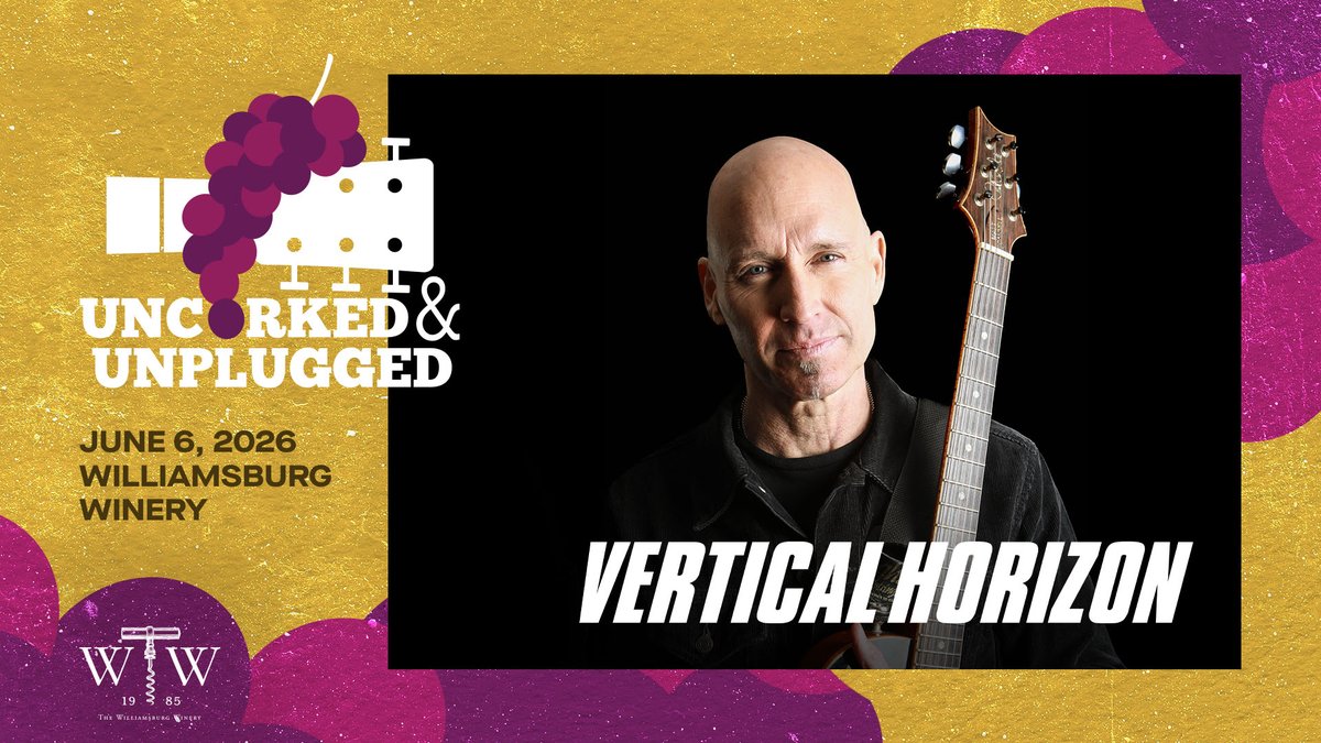 949ThePoint's tweet photo. We are 1️⃣ month away from Uncorked &amp; Unplugged at Williamsburg Winery! Join us Saturday, June 6th for a day filled with intimate performances from @VerticalHorizon @HowieKDay and @thedavidcook 🎶 Get your tickets today at https://t.co/4aITOrXRZ4 🍇 https://t.co/KbiWw1WBXC