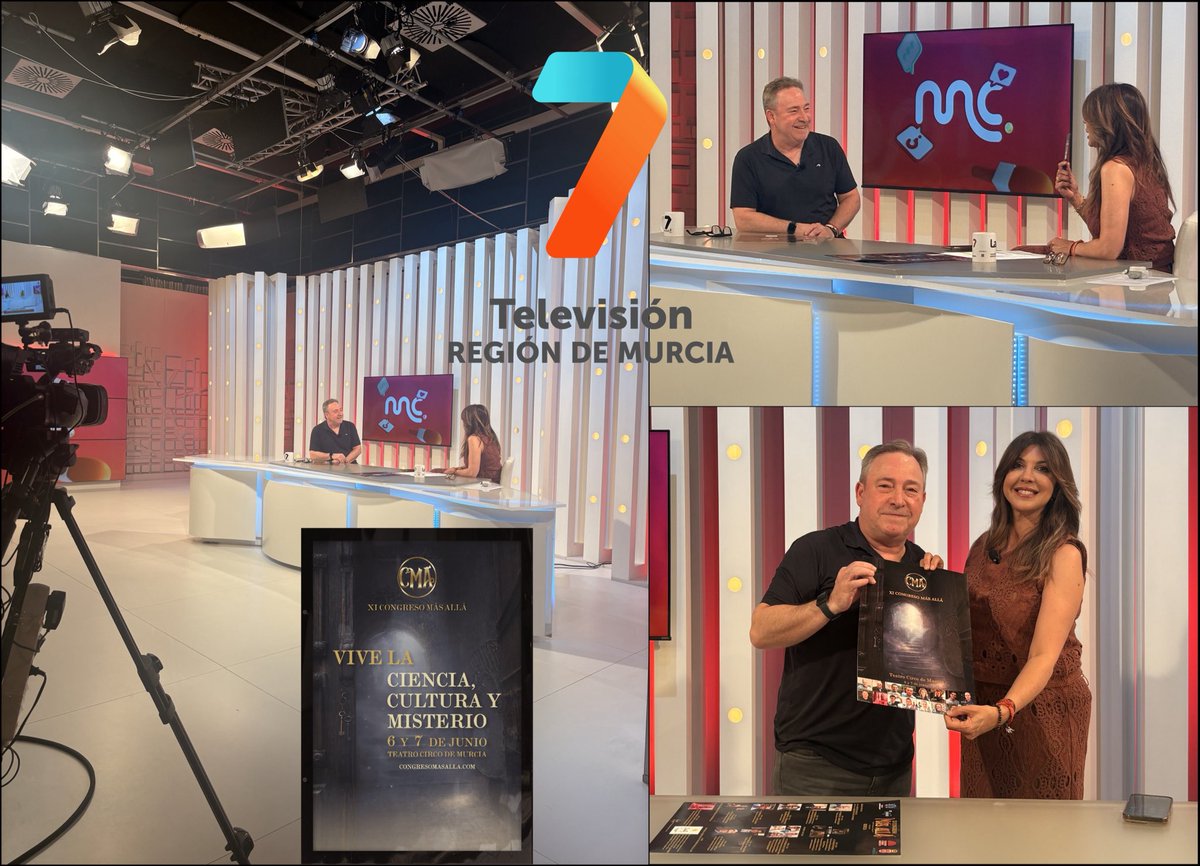 CongresoMasAlla's tweet photo. ¡A solo un mes y descontando!
Ayer por la tarde me pasé por el plató de la televisión autonómica 7RM,para estar un ratito con Encarna Talavera en su programa "Murcia Conecta", estuvimos hablando del XI Congreso Más Allá,estará lleno de Ciencia, Cultura y Misterio de la mano de https://t.co/nOsk0BYnnJ