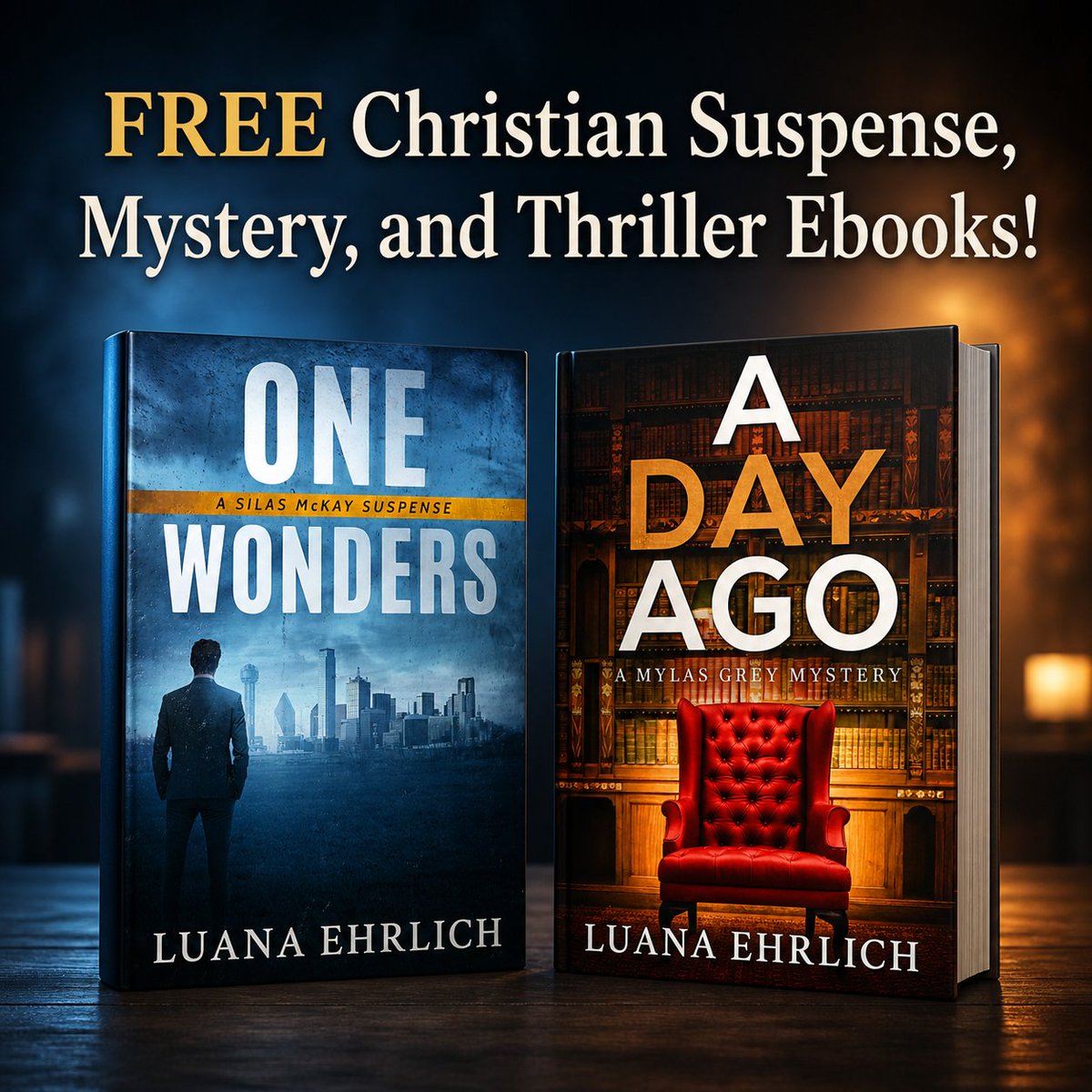 luanasbooks's tweet photo. Two of my books are included in this limited-time FREE Christian Suspense, Mystery, and Thriller ebook promotion. Download One Wonders and A Day Ago, plus more free Christian fiction ebooks, here:

https://t.co/OXXhW1jcTV https://t.co/NWPTbfp4Hm
