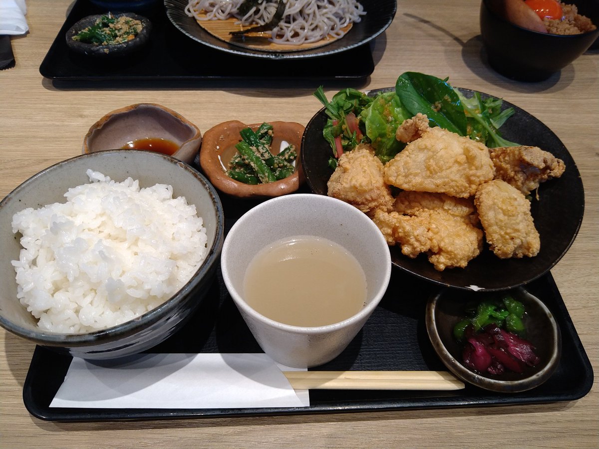 久しぶりに秋葉原に行ったら、なんだかキラキラしてました(電気？)。唐揚げ定食を食べて帰りました(夫は蕎麦)。