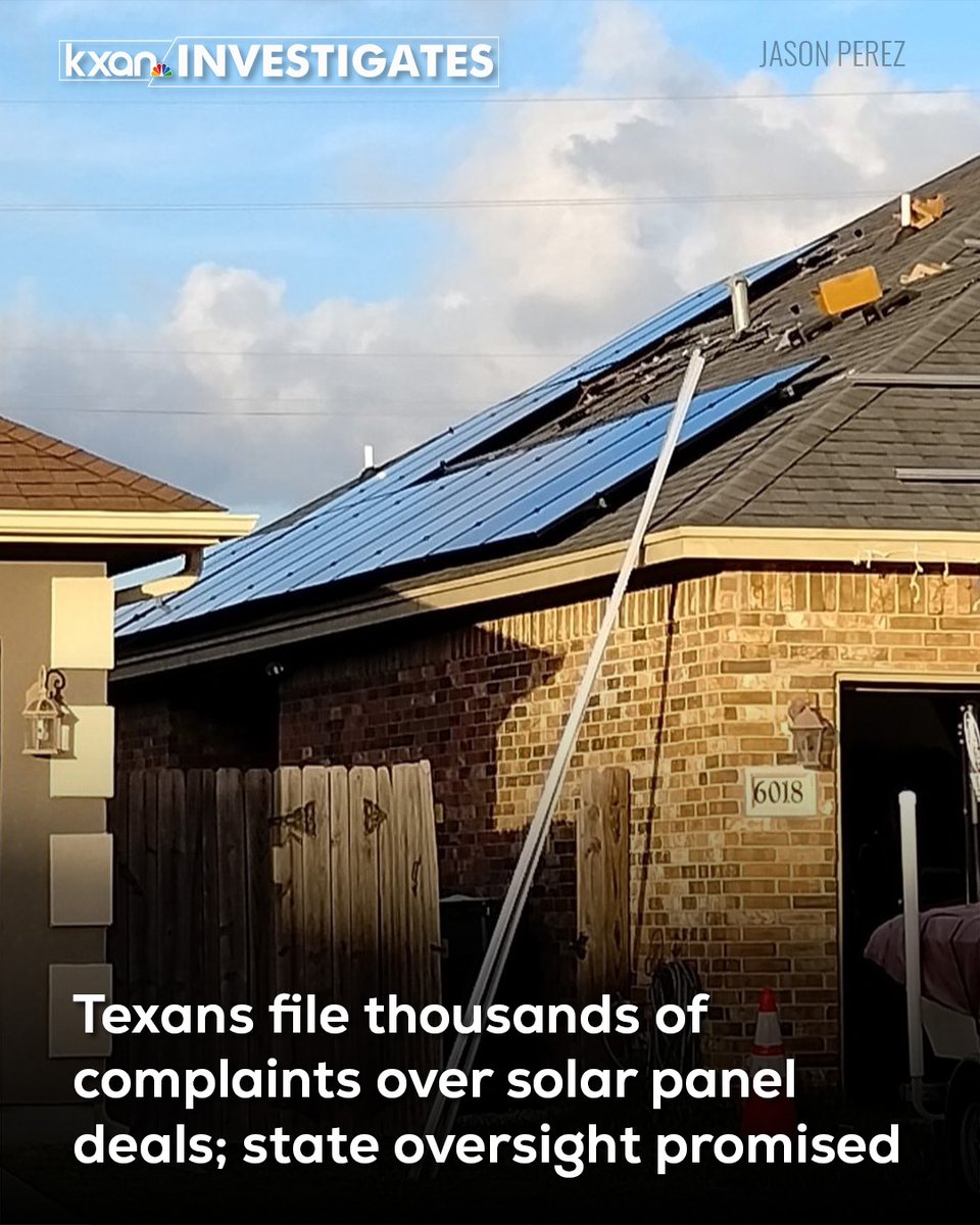 KXAN_News's tweet photo. Some Texans say they received false promises surrounding solar panel contracts. KXAN digs into customer complaints and how lawmakers are enforcing stricter sales practices. https://t.co/CQaKDQ7Zj7 https://t.co/sQvr8lbE3N