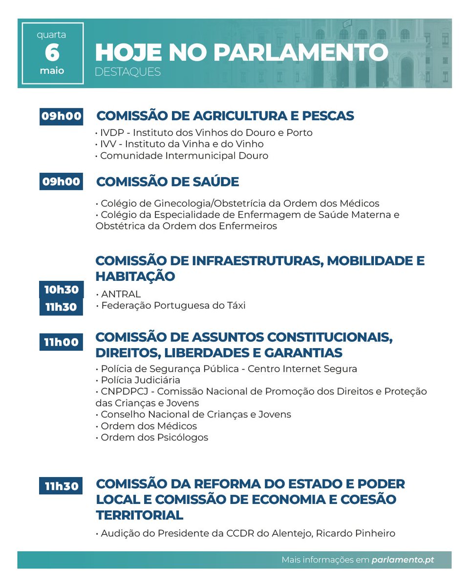 AssembleiaRepub's tweet photo. #HojenoParlamento.
Saiba mais na Agenda Parlamentar, disponível aqui
👉https://t.co/Prj7eFV0uD
#hojenoparlamento
#comissaoparlamentar
#plenario
#reuniaoplenaria https://t.co/TM3JgQpCPd