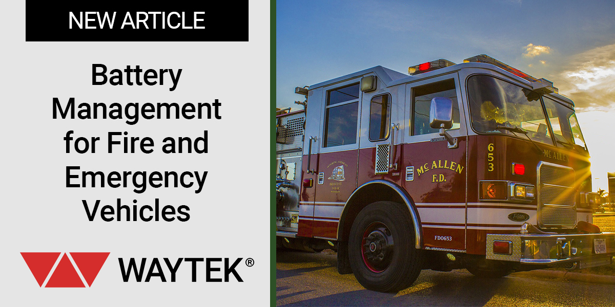 WaytekInc's tweet image. When a fire truck or ambulance is called into action, there’s no room for electrical failure. Learn what why battery management matters and tips for getting it right: bit.ly/4cQciXv

#WaytekInc #FleetManagement #EmergencyResponse #ElectricalSystems