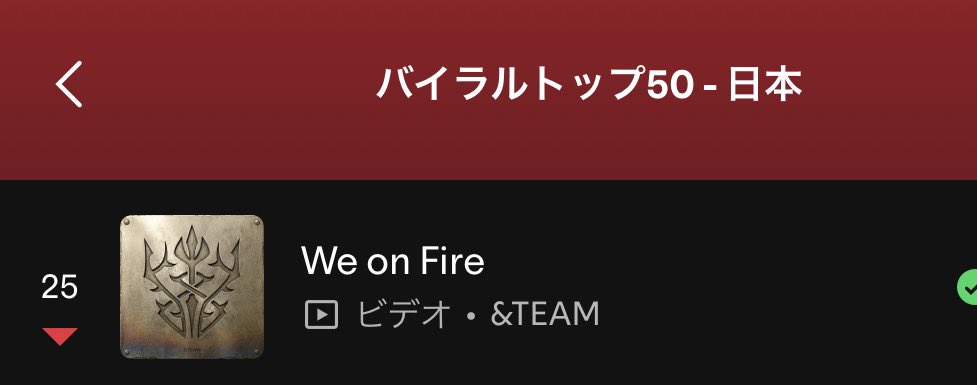 We on Fireバイラル25位(↓10)

色んなカタチでこれでもかーって届けてくれる
私たちの推し&amp;TEAMありがとうっ❤️‍🔥

スミン的にはカムバは終わってないよ(* ᐕ)？
1日でも長く🔥🔥🔥
#andTEAM_ShareRelay
We on Fire🔥Spotify
🔗 open.spotify.com/track/2kTUvehm…
バイラルトップ50🇯🇵
🔗 open.spotify.com/playlist/37i9d…