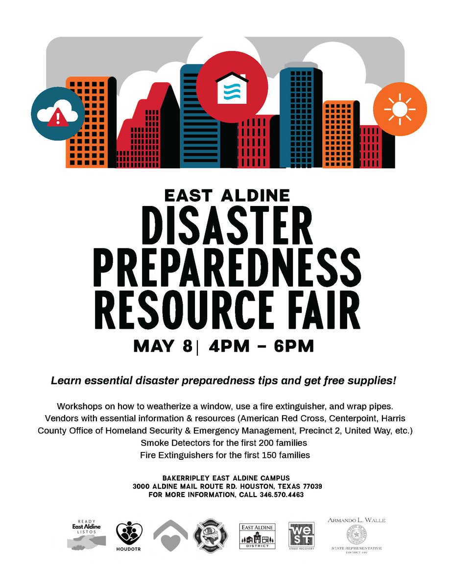 HD140TX's tweet photo. .@RepWalle is a proud sponsor of the upcoming East Aldine Disaster Preparedness Resource Fair happening this Friday from 4-6PM.   

With Hurricane season just around the corner, it's important to get informed and have a plan to keep you and your family safe. https://t.co/ybbxJPaDgS