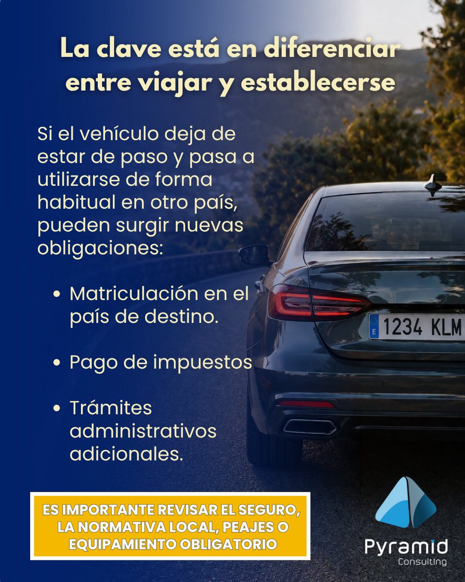 PyramidMultas's tweet photo. Puedes viajar por Europa con tu coche español sin cambiar matrícula ni hacer trámites si es temporal.
Pero ojo:
• El seguro puede tener limitaciones
• Algunos países exigen requisitos extra
• Estancias largas pueden obligarte a matricular el coche allí
Viajar no es el problema https://t.co/BYi7OChxnJ