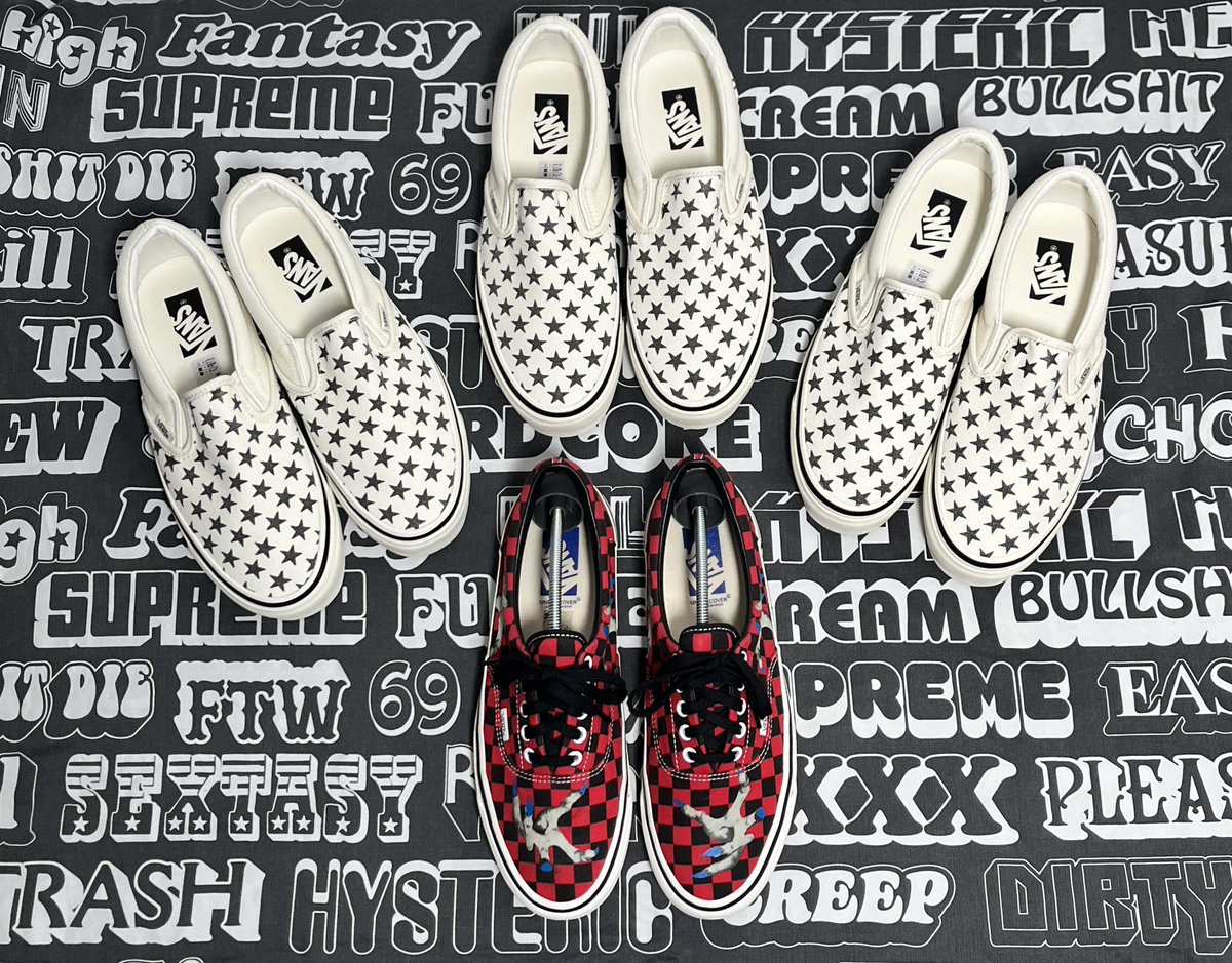 xsaintdavid's tweet photo. * Vans Classic Premium 98 Star Slip On
* OTW x Undercover Jun Takahashi “Wonderful &amp; Strange’ Era 95 Premium https://t.co/vZPJrXagZG