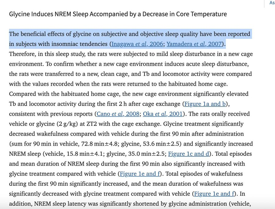 mengotomars's tweet photo. Insomnia? Waking up in the middle of the night? No deep sleep?

Take 3g of glycine before bed:

Glycine:
- Improves sleep quality (via NMDA receptor modulation)
- Reduces core body temp (activates hypothalamic thermoregulation)
- Enhances REM + deep sleep (boosts serotonin & GABA signaling)

Simple. Cheap. Effective.