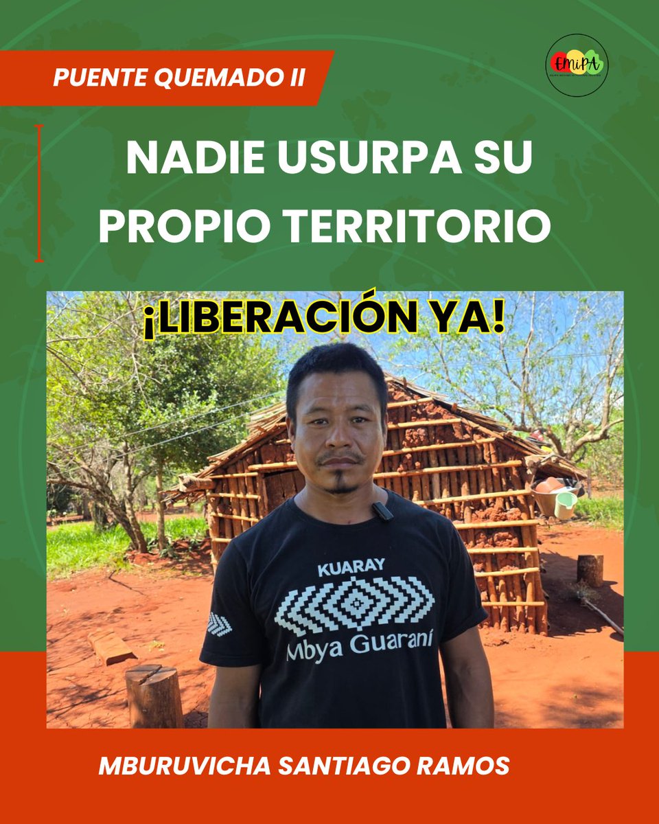 EMiPA20's tweet photo. En un operativo ilegítimo y arbitrario, detuvieron al Mburuvicha de Puente Quemado II, Santiago Ramos, por ocupar su propio territorio. Liberación ya!

https://t.co/qtD7ELn59D https://t.co/VHazLzKmgV