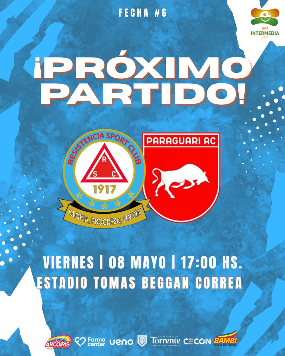 ResiSportClub's tweet photo. PRÓXIMO PARTIDO 🔜⚽️

Nos visita el Club Paraguari para la sexta fecha ✅

Jugamos devuelta en nuestra casa, tu apoyo y presencia es fundamental para el equipo 💪🏻🙌🏻

#VamosResi 🔺🩵 https://t.co/dortIZZm7C