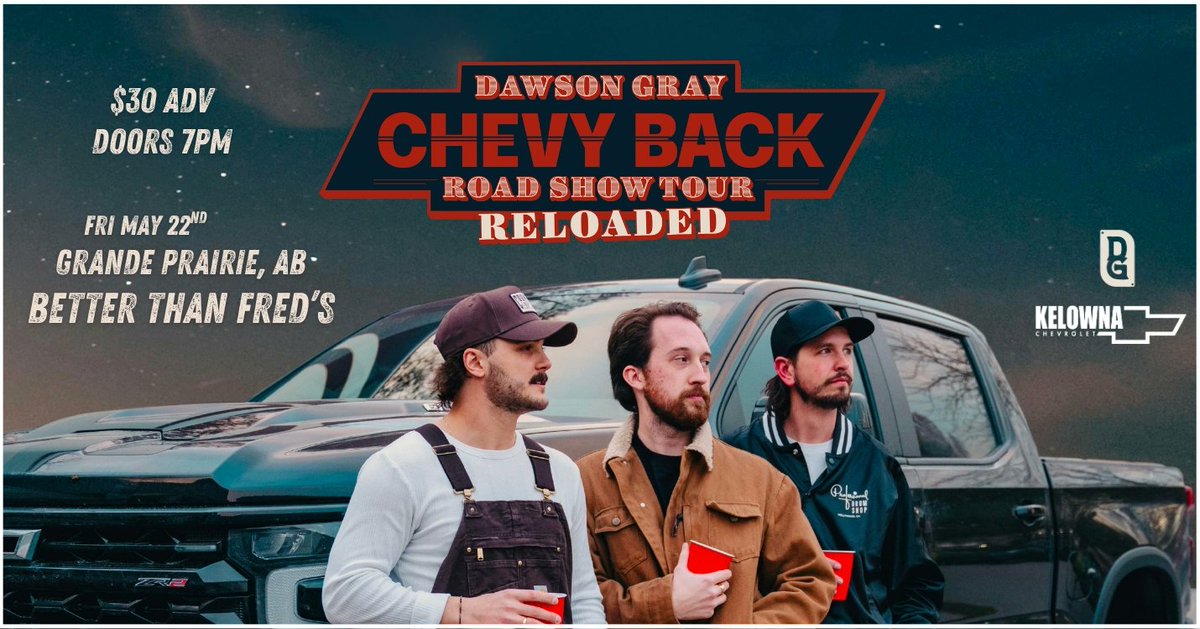 BetterThanFreds's tweet photo. Coming to @BetterThanFreds 
#DawsonGray
Chevy Back Road Show Tour RE-LOADED!
Fri May 22
$30 Advance
Doors at 7 PM

Advance tickets on sale now thru https://t.co/KRVtU4IkXY https://t.co/Bhv6wZmZQq