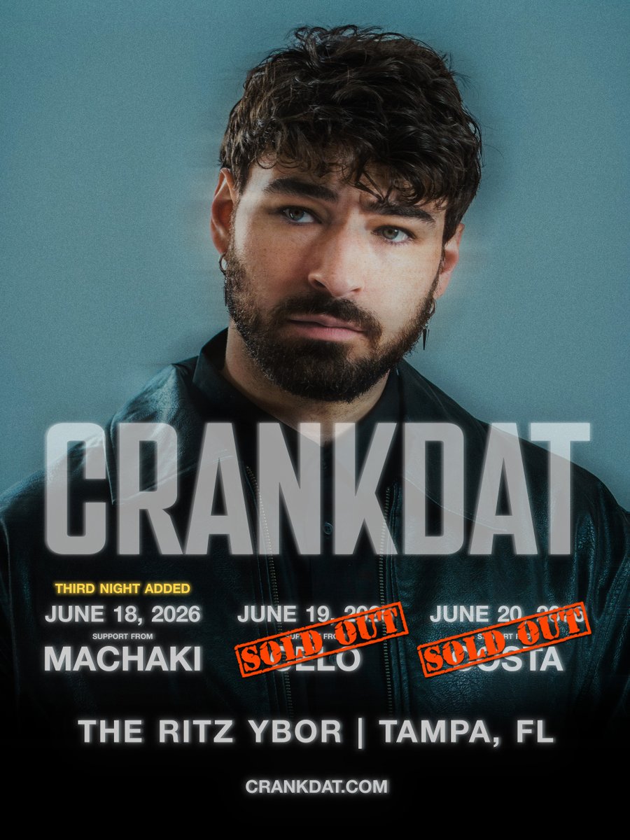 sunsetevents's tweet image. FRIENDLY REMINDER 👀 You still have a chance to catch @crankdat in #Tampa this June if you grab your Thursday tickets ASAP - they won't be around much longer! bit.ly/crankfl3