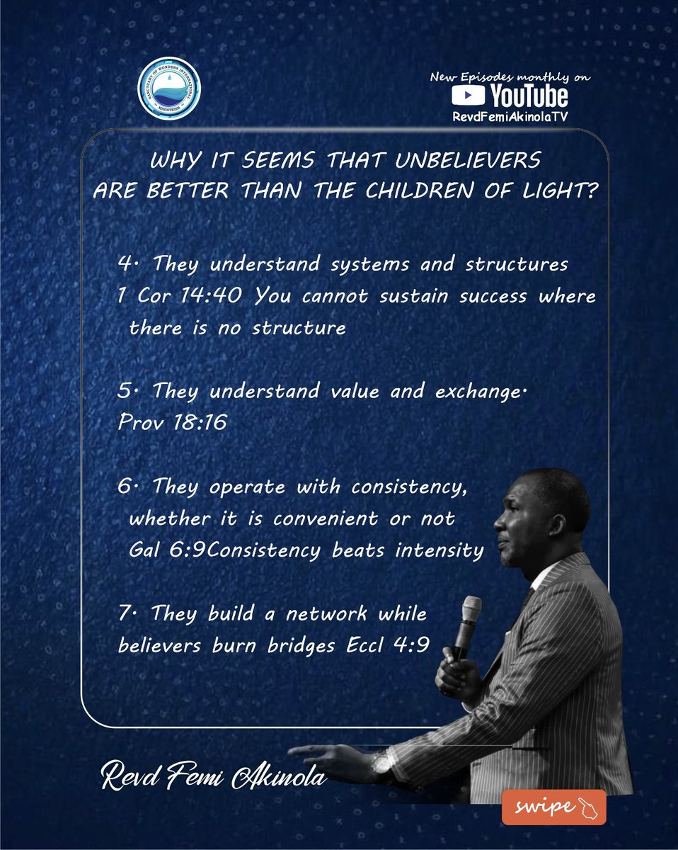 SowimOfficial's tweet image. Sermon notes from our Sunday Service.

Swipe through for a reminder 

Don’t miss Breakthrough Service tomorrow by 7am.

Watch the full sermon by rebroadcast on YouTube via: RevdFemiAkinolaTV

#SOWIM #RevdFemiAkinola #SermonNotes