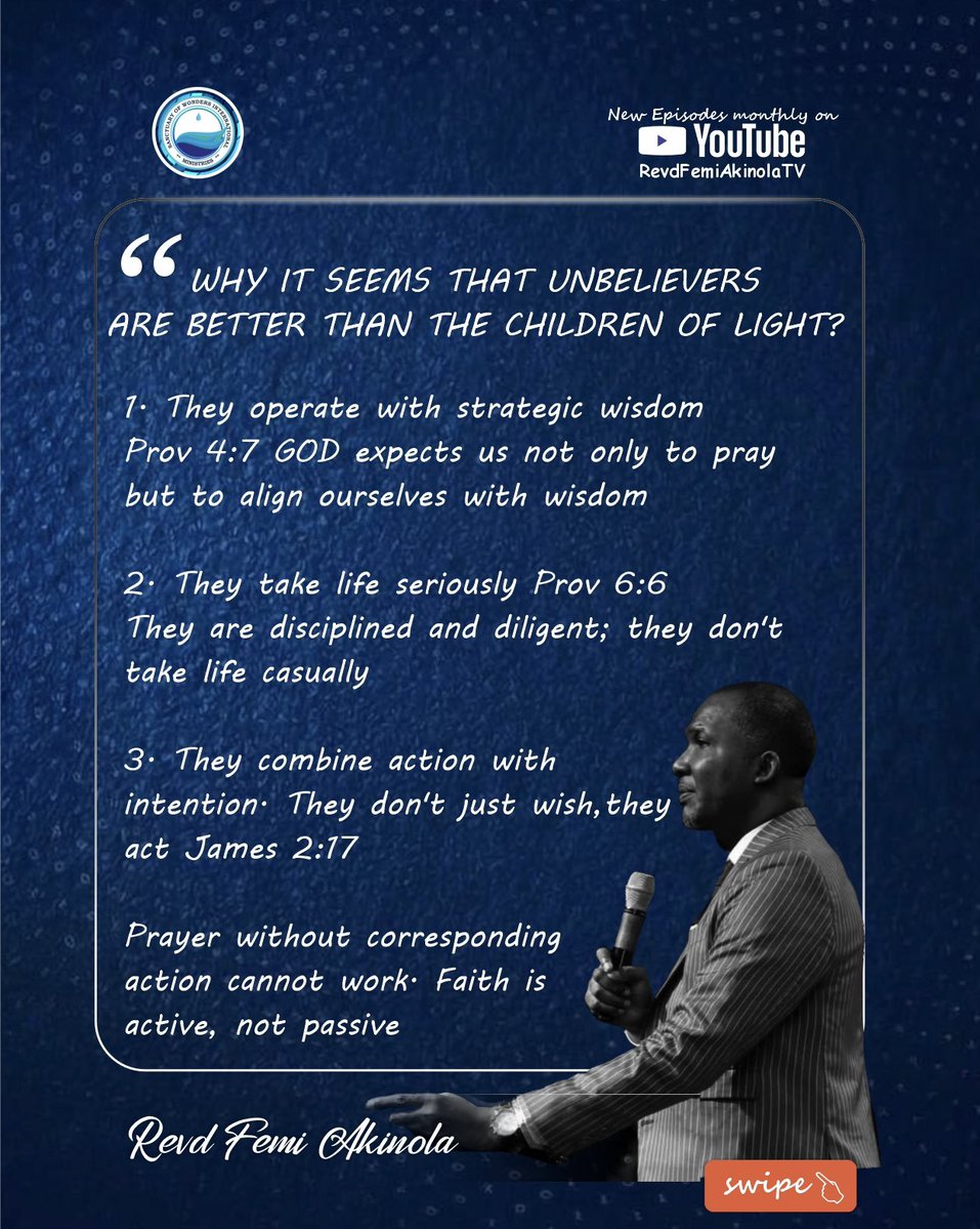 SowimOfficial's tweet image. Sermon notes from our Sunday Service.

Swipe through for a reminder 

Don’t miss Breakthrough Service tomorrow by 7am.

Watch the full sermon by rebroadcast on YouTube via: RevdFemiAkinolaTV

#SOWIM #RevdFemiAkinola #SermonNotes