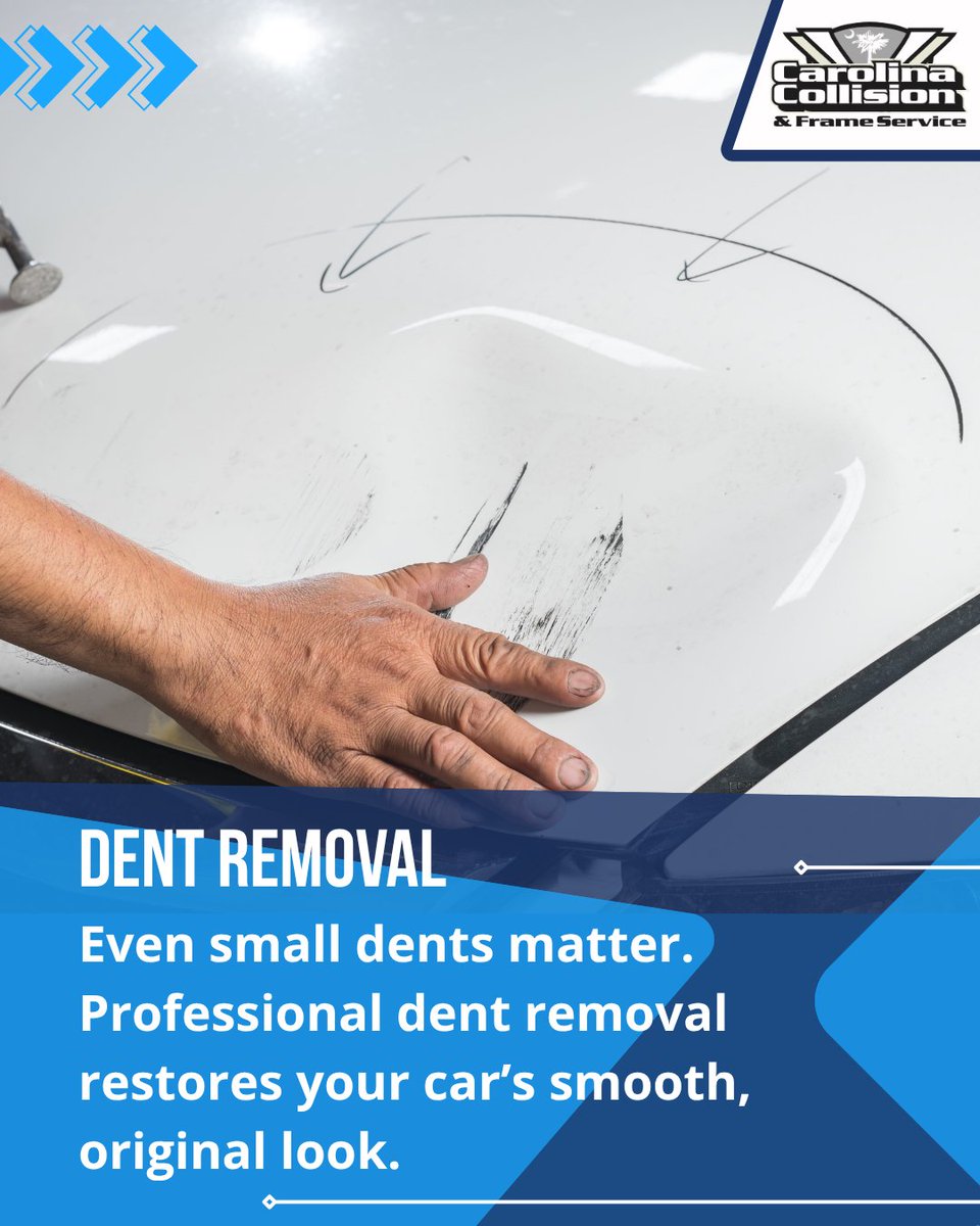 CarolinaCoFrame's tweet photo. Small dents can lead to paint damage and rust if left untreated. Professional dent removal protects your vehicle’s appearance and value. For trusted auto body repair, collision repair, and towing assistance, call Carolina Collision &amp; Frame Service.

#CarolinaCollisionAndFrame https://t.co/TENRKmB7Ro